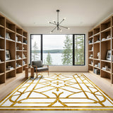 Gold Ornate Floral Area Rug
