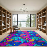 Vivid Neon Geometric Pattern Area Rug