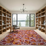 Blush Pink Orange Floral Vintage Area Rug
