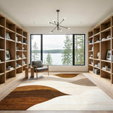 Brown and Tan Abstract Area Brown Tan Abstract Wave Area Rug
