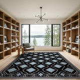 Blue Floral Diamond Lattice Persian Area Rug