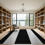 Geometric Modern Black and White Bold Black White Vertical Stripe Rug