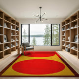 Bold Red Circles on Yellow Geometric Rug