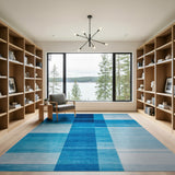 Blue and Teal Modern Blue Grid Area Rug