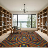 Rainbow Backpack Geometric Area Rug