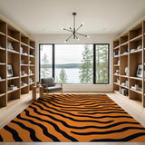 Bold Orange Tiger Stripe Boho Chic Area Rug