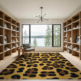 Golden Leopard Print Area Rug