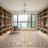 Burnt Orange Geometric Maze Area Rug