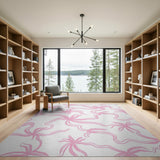Whimsical Pink Ribbon Bow Area Rug