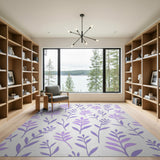 Purple Leaves Floral Area Rug