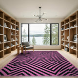 Bold Pink Black Geometric Maze Area Rug