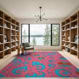 Vibrant Pink Fruit Swirl Area Rug