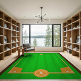 Green Kids Cartoon Baseball Field Green Area Rug
