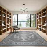 Grey Elegant Grey Ornate Medallion Rug