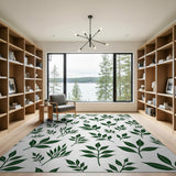 Lush Green Leaves Pattern Green Area Rug