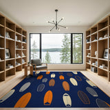 Navy Surfboard Coastal Area Rug