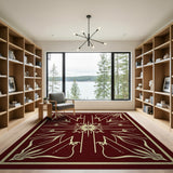 Ornate Red Floral Art Nouveau Area Rug