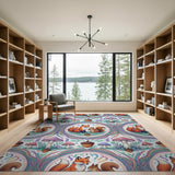 Rainbow Fox Squirrel Kids Area Rug