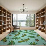 Odika Fruit Pod and Leaf Teal Rug
