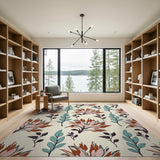 Vibrant Pink Orange Teal Floral Area Rug