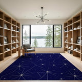 Blue and Teal Starry Night Constellation Area Rug
