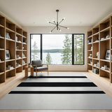 Geometric Modern Woven Black White Striped Woven Area Rug