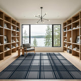 Grey Modern Grey Plaid Grid Area Rug