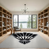 Black White Art Deco Fan Geometric Area Rug
