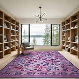Floral Vintage Purple Peony Floral Vintage Area Rug