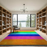 Multi-color and Patterns Vibrant Rainbow Stripe Area Rug