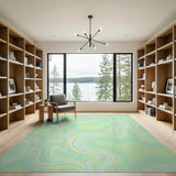 Fluid Green Wave Abstract Area Rug