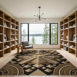 Gold Mayan Pyramid Geometric Area Rug