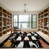 Kids Cartoon Whimsical Cartoon Cats Area Rug