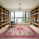 Vibrant Pink Medallion Persian Area Rug
