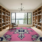 Pink Pink Ornate Mandala Floral Area Rug