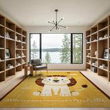 Adorable Yellow Cartoon Lion Kids Rug