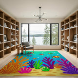 Cartoon Underwater Fish Coral Area Rug