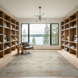 Beige Distressed Persian Medallion Rug
