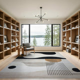 Beige and Neutral Abstract Geometric Modern Area Rug in Neutral Tones