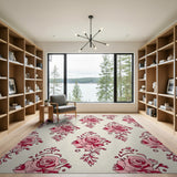 Blush Pink Roses Floral Vintage Rug