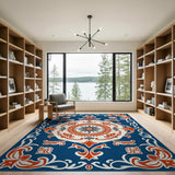 Traditional Persian Multi-color and Patterns Navy Persian Medallion Area Rug