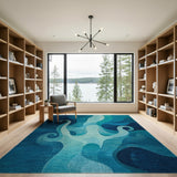 Abstract Octopus Blue Teal Area Rug