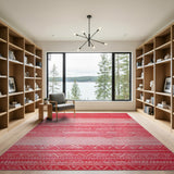 Red Pink Gradient Geometric Tribal Area Rug