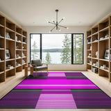 Bold Pink Geometric Striped Area Rug