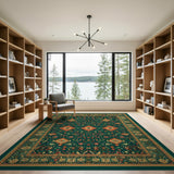 Emerald Green Traditional Persian Traditional Persian Area Rug