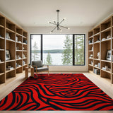 Bold Red Zebra Stripe Abstract Area Rug