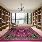 Vibrant Pink Mandala Persian Area Rug