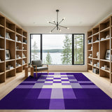 Purple Geometric Grid Area Rug