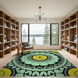 Mint Green Mandala Sunburst Area Rug