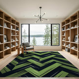 Bold Green Chevron Geometric Area Rug